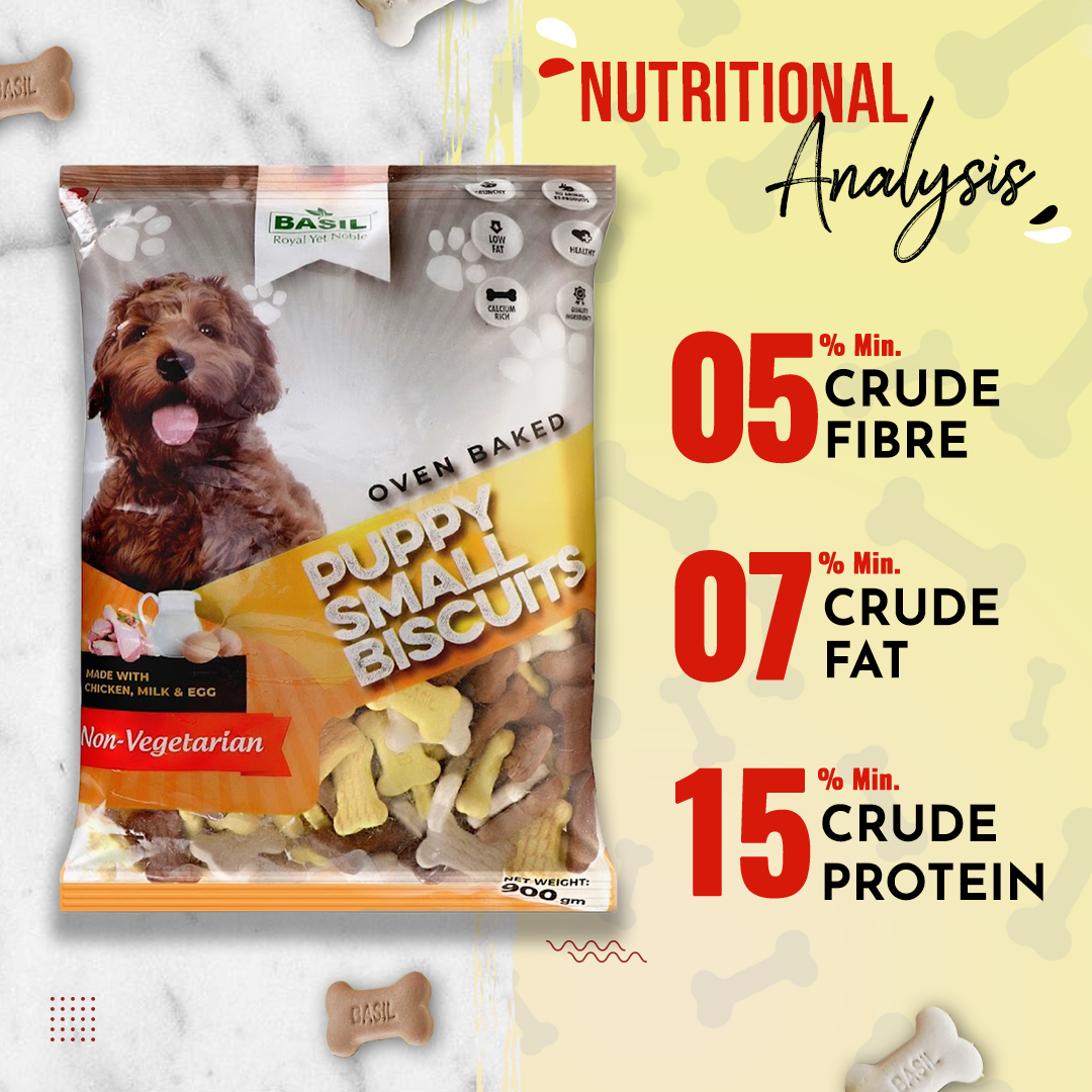 BASIL Puppy Biscuits, Bone Shaped Real Chicken Training Treat for Puppies, All Breed (900 Grams)