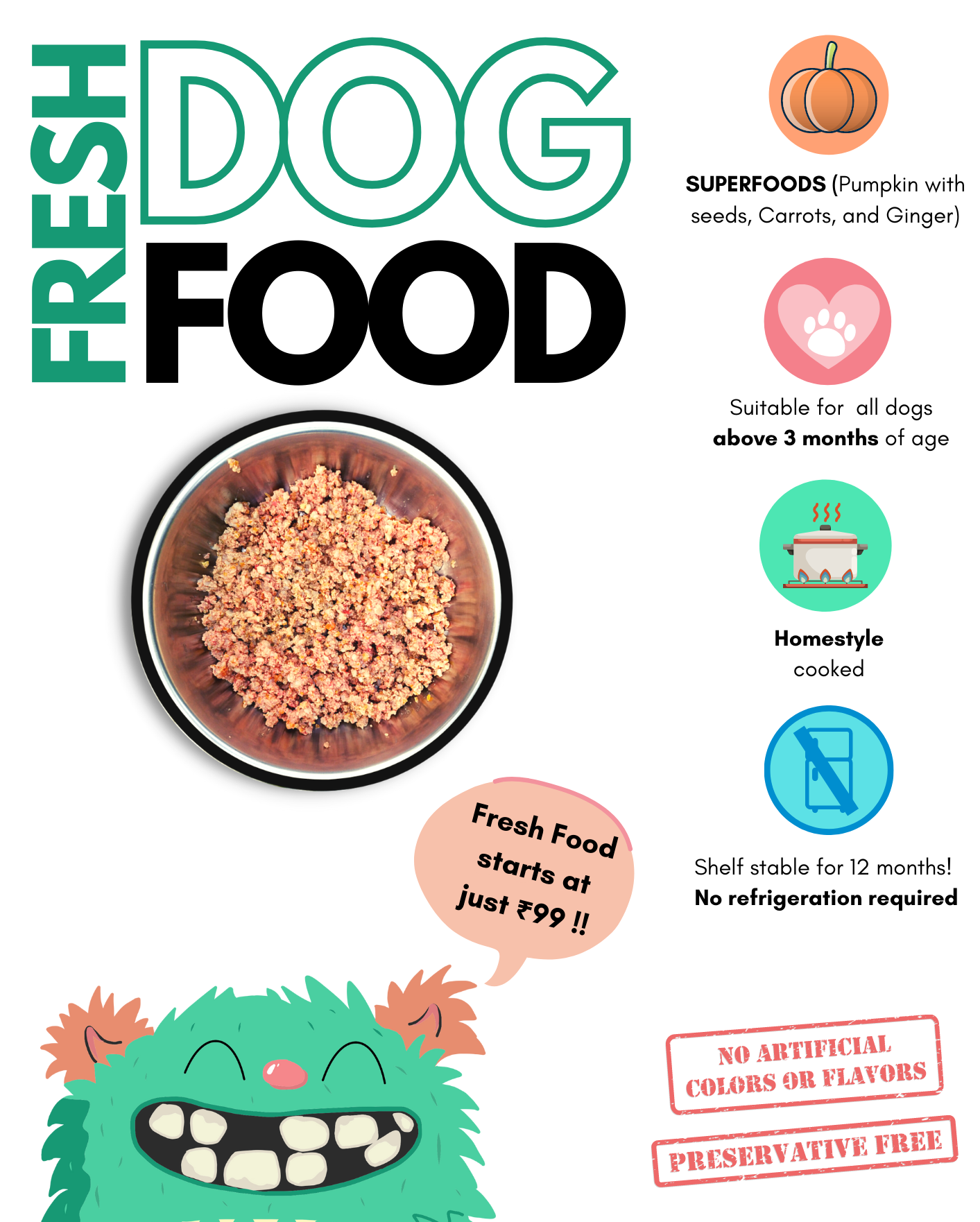 Doggos Big Monster - Fresh Dog Food (5 Boxes of 800g each)