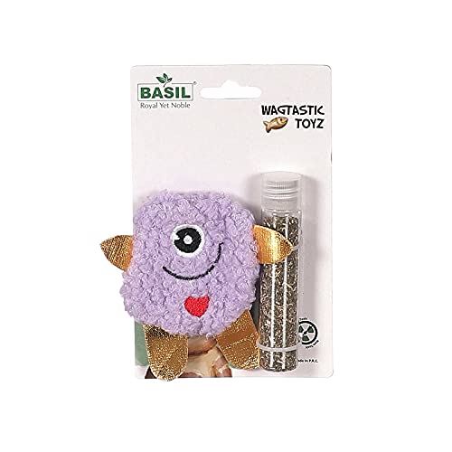 BASIL Cat Plush Toy with Cat Nip for Stuffing (Purple)