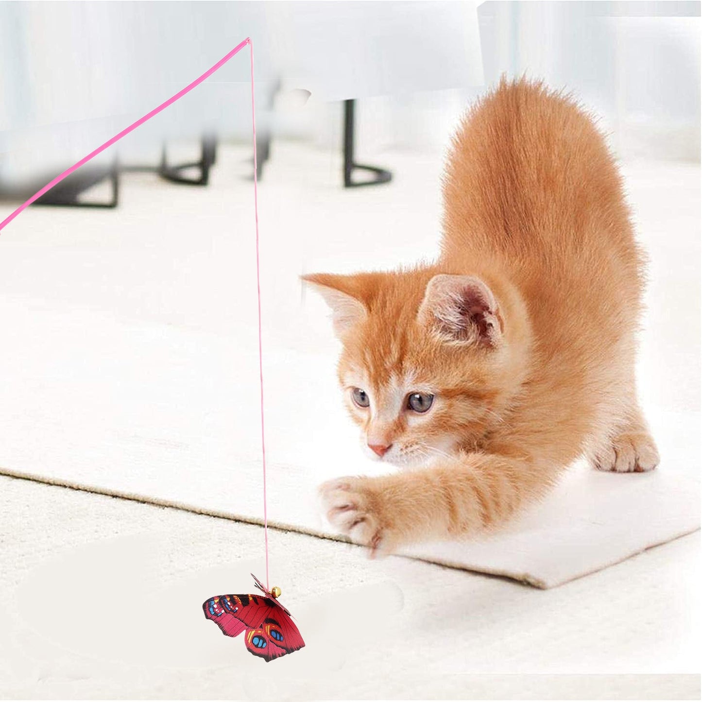 BASIL Cat Teaser Stick with Butterfly and Bell