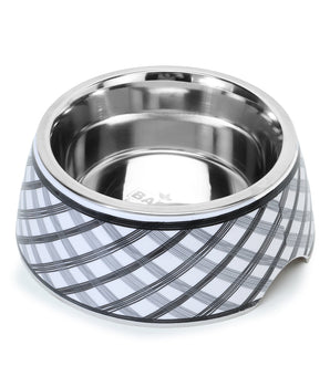 BASIL Check Print Pet Feeding Bowl, Stainless Steel & Melamine