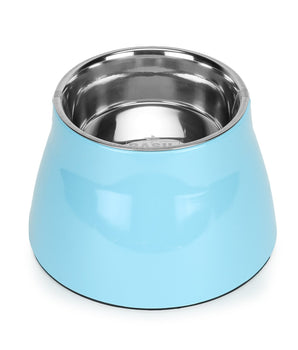 BASIL Elevated Melamine and Stainless Steel Pet Feeding Bowls for Bigger Ears Dogs, 600ml (Blue)