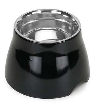 BASIL Elevated Melamine and Stainless Steel Pet Feeding Bowls for Bigger Ears Dogs, 600ml (Black)
