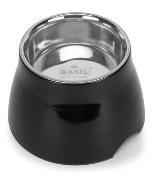 BASIL Elevated Melamine and Stainless Steel Pet Feeding Bowls for Bigger Ears Dogs, 600ml (Black)