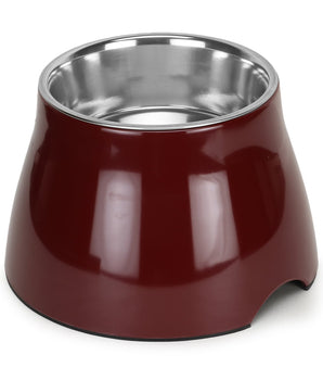 BASIL Elevated Melamine and Stainless Steel Pet Feeding Bowls for Bigger Ears Dogs (Wine)