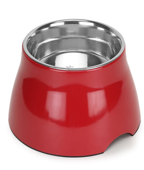 BASIL Elevated Melamine and Stainless Steel Pet Feeding Bowls for Bigger Ears Dogs, 600ml (Red)