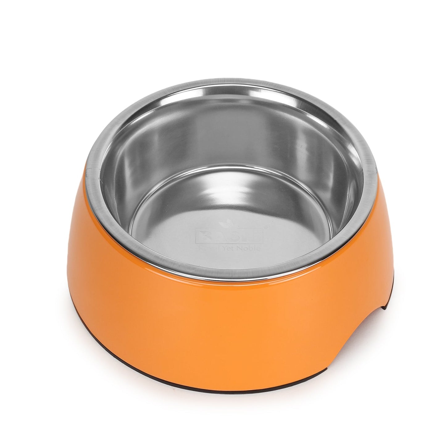 BASIL Solid Orange Pet Feeding Bowl Set, Melamine and Stainless Steel