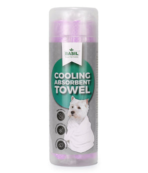 BASIL Pet Towel, Cooling Absorbent Towel for Dogs & Puppies (Purple)