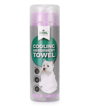 BASIL Pet Towel, Cooling Absorbent Towel for Dogs & Puppies (Purple)