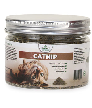 BASIL Catnip Jar for Kittens & Cats, Pure & Natural Cat Nip