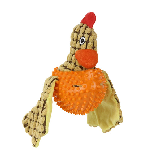 BASIL Bird Plush Pet Toy for Dogs & Puppies with Squeaky Neck (Orange)