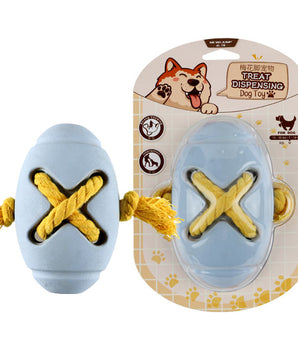 barrel treat dispensing toy for dogs blue