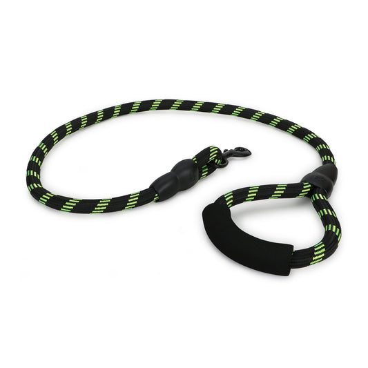 BASIL Reflective Rope Leash for Dogs & Puppies, 4 Feet (Black & Green)