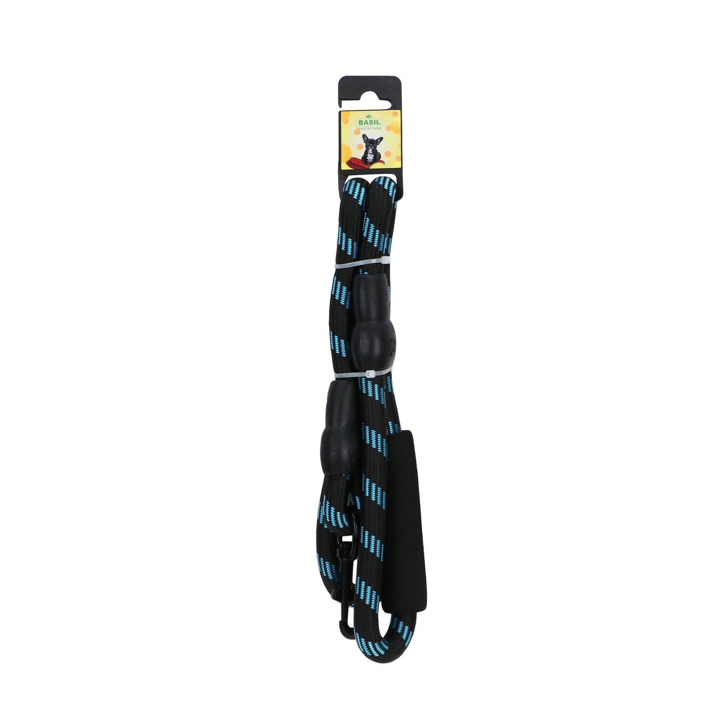 BASIL Reflective Rope Leash for Dogs & Puppies, 4 Feet (Black & Blue)