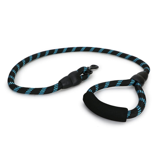 BASIL Reflective Rope Leash for Dogs & Puppies, 4 Feet (Black & Blue)