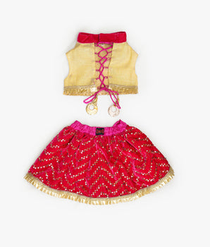 Lehenga Pink velvet and golden