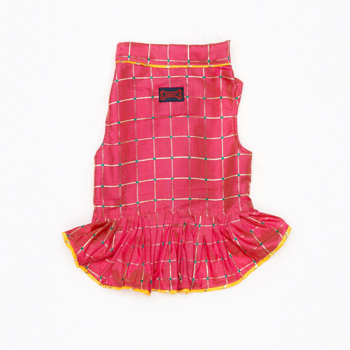 Formal Pink Check Ruffle Dress