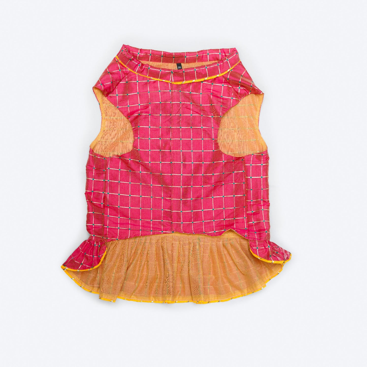 Formal Pink Check Ruffle Dress