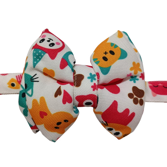White Cats Bow Tie | Snap-Buckle Closure