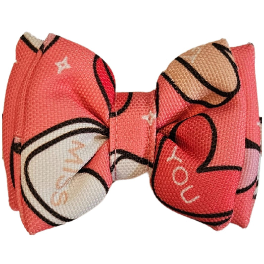 Pink Hearts Cat & Puppy Bow Tie | Snap-Buckle Closure | D-Ring Attachment