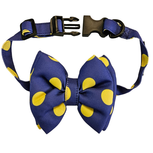 Purple Polka Bow Tie | Snap-Buckle Closure | D-Ring Attachment