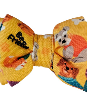 Yellow Dogs Cat & Puppy Bow Tie | Snap-Buckle Closure | D-Ring Attachment