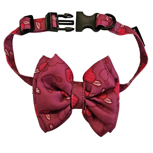 Purple Hearts Bow Tie | Snap-Buckle Closure | D-Ring Attachment