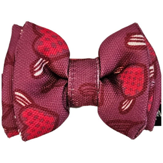Purple Hearts Cat & Puppy Bow Tie | Snap-Buckle Closure | D-Ring Attachment