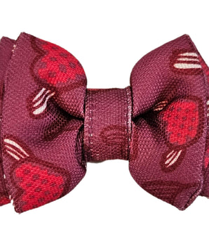 Purple Hearts Cat & Puppy Bow Tie | Snap-Buckle Closure | D-Ring Attachment