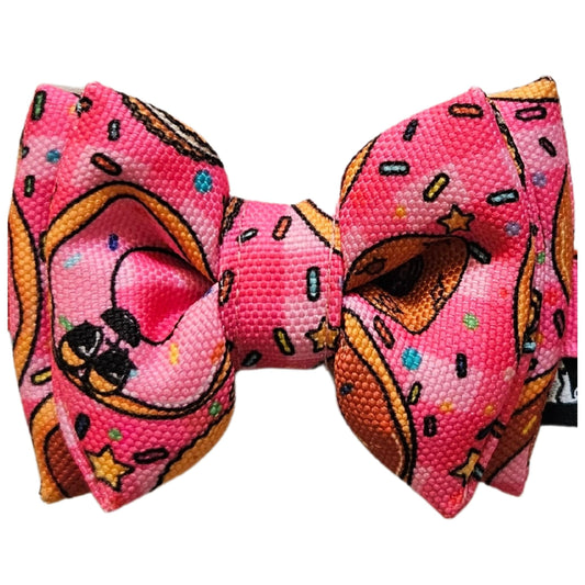 Pink Doughnuts Cat & Puppy Bow Tie | Snap-Buckle Closure | D-Ring Attachment