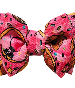 Pink Doughnuts Cat & Puppy Bow Tie | Snap-Buckle Closure | D-Ring Attachment