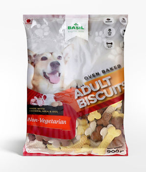BASIL Dog Biscuits, Real Chicken Bone Shaped Training Treat for Adult Dogs, All Breed (900 Grams)