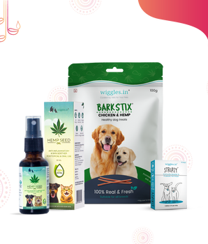 Stress - Free Tyohaar - Anti-Anxiety Kit (Hemp Seed Oil, Barkstix Hemp and Chicken & Stripzy Probiotic Strips)