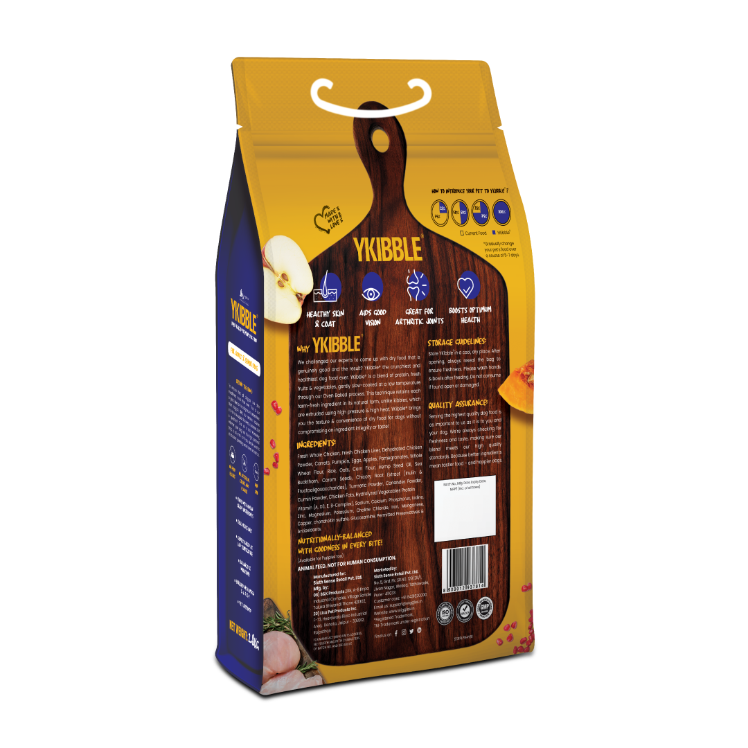 Ykibble Adult Dry Dog Food - Oven Baked Nutritionally Balanced - Chicken & Vegetables