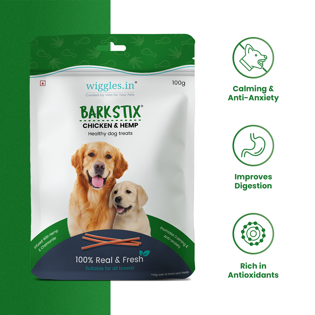 Barkstix Dog Treats for Training Adult & Puppies, 100g (Chicken & Hemp)