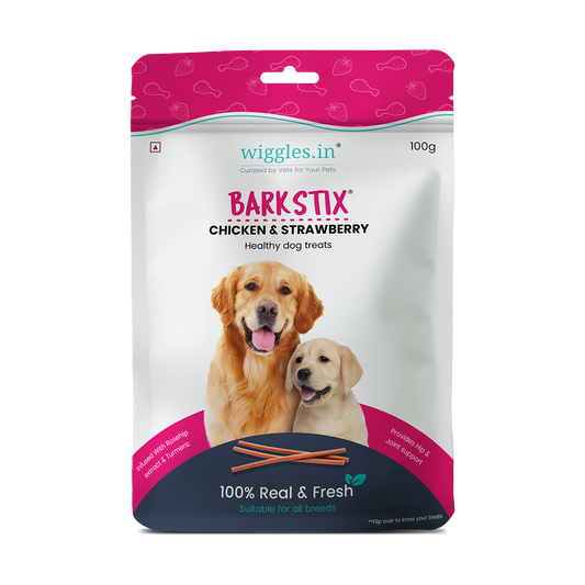 Barkstix Dog Treats for Training Adult & Puppies, 100g (Chicken & Strawberry)