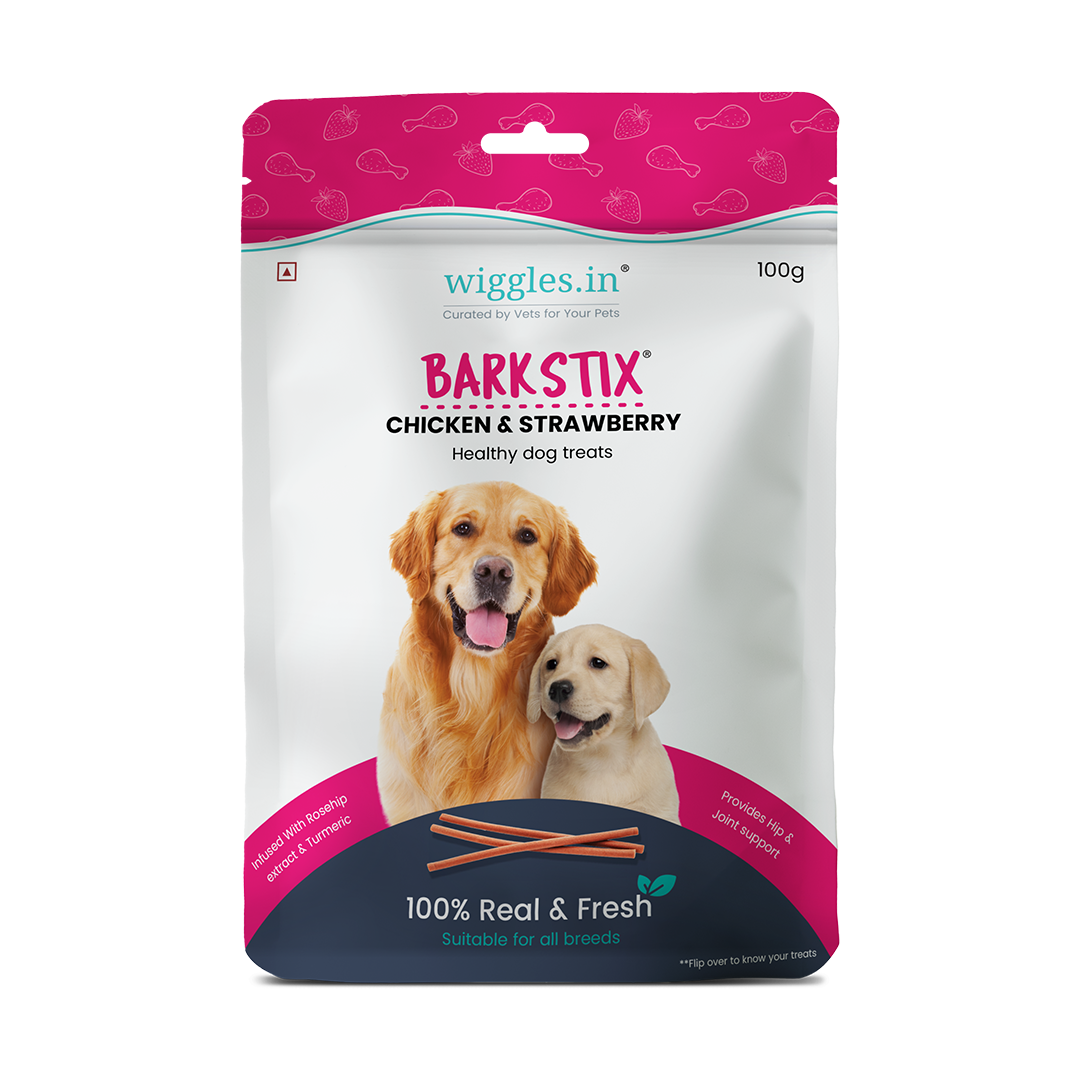 Barkstix Dog Treats for Training Adult & Puppies, 100g (Chicken & Strawberry)