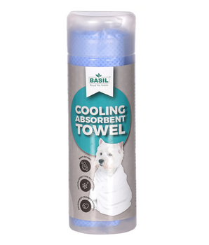 BASIL Pet Towel, Cooling Absorbent Towel for Dogs & Puppies (Blue)