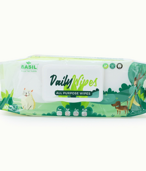 BASIL Daily Wipes, All Purpose Pet Grooming Wet Wipes - 80 Wipes