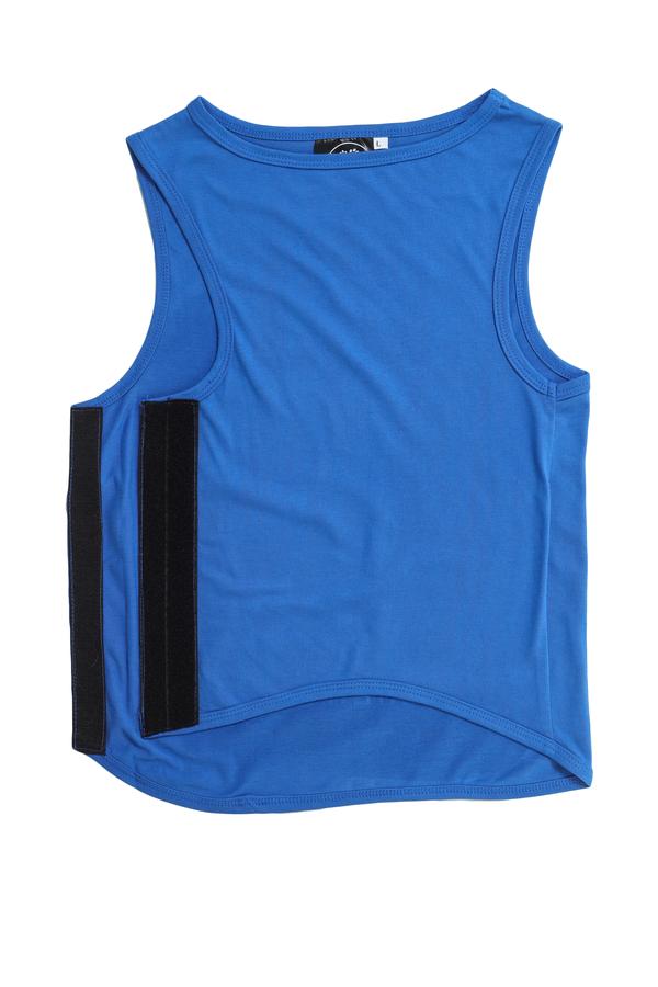 blue-coloured sleeveless t-shirt for dogs by Barks & Wags