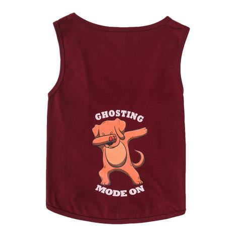 front side of brown-coloured sleeveless t-shirt for dogs