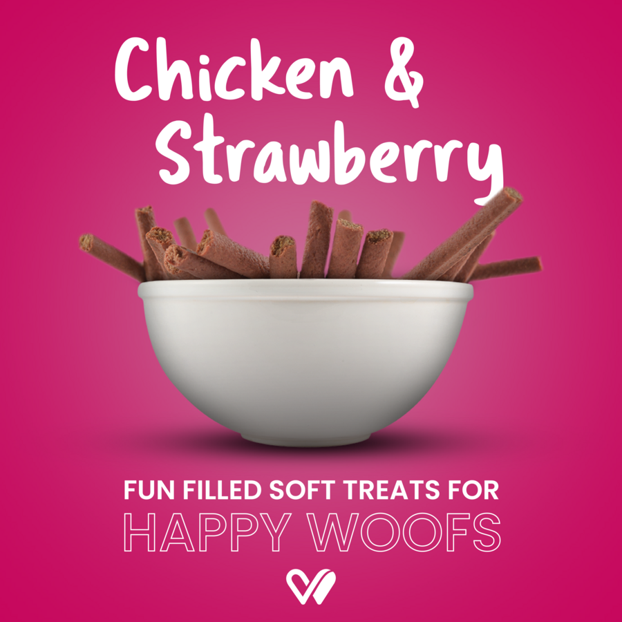Barkstix Dog Treats for Training Adult & Puppies, 100g (Chicken & Strawberry)