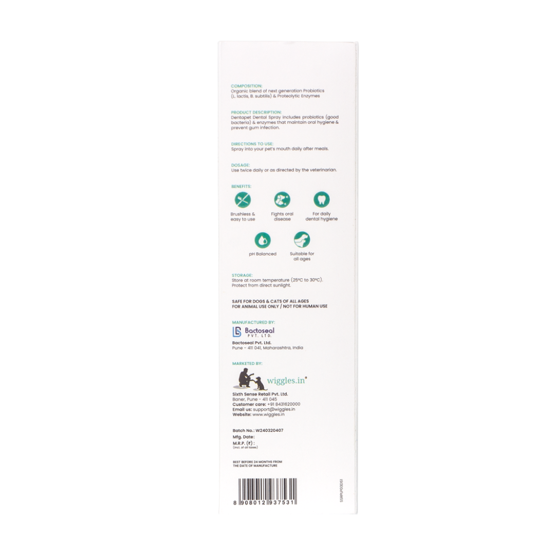 DentaPet Spray for Dogs & Cats - Dental Care for Bad Breath, Plaque & Tartar, 10ml