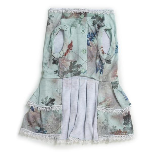 front side of floral foxy dresses for dogs
