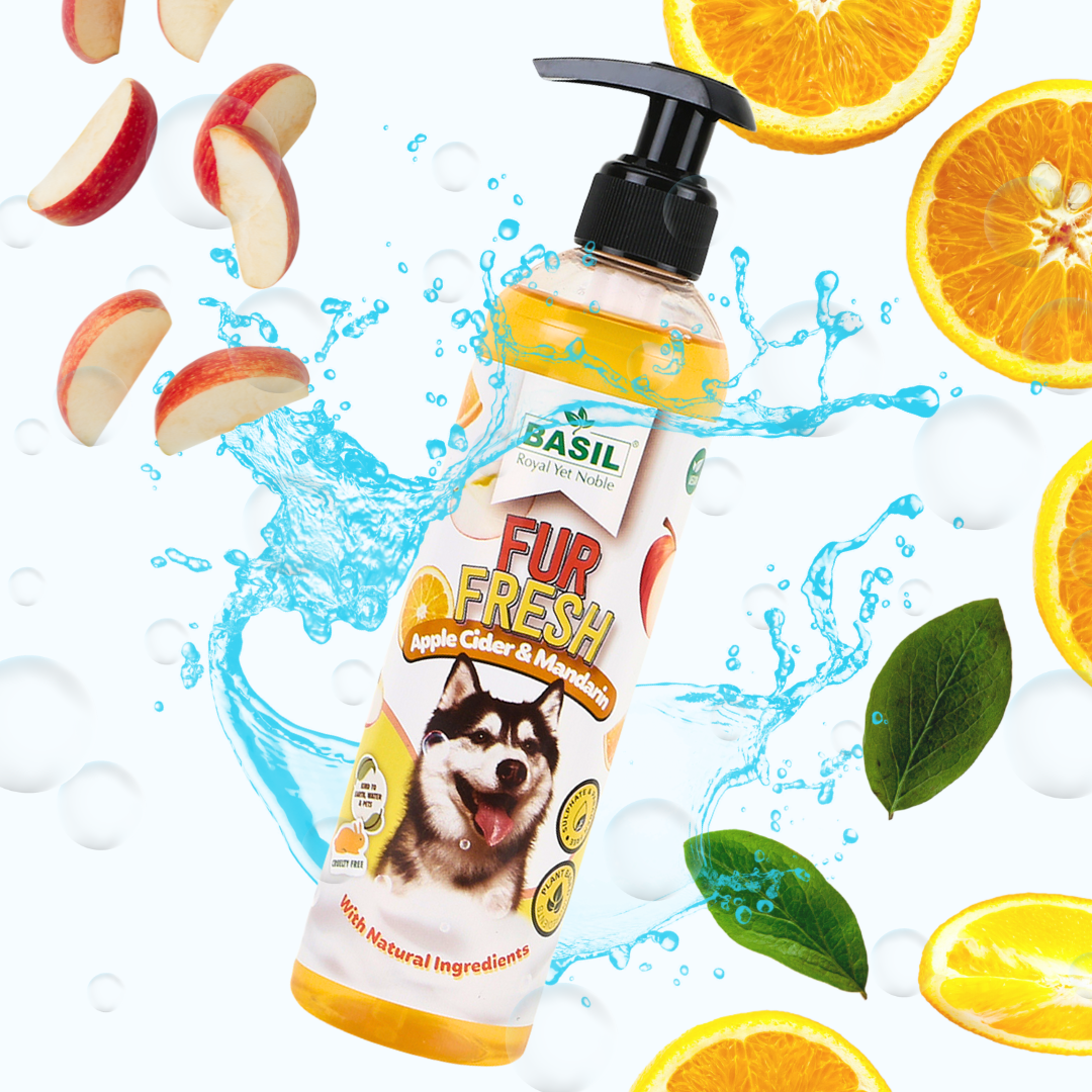 BASIL Fur Fresh Apple Cider & Mandarin Vegan Shampoo for Dogs, 300ml
