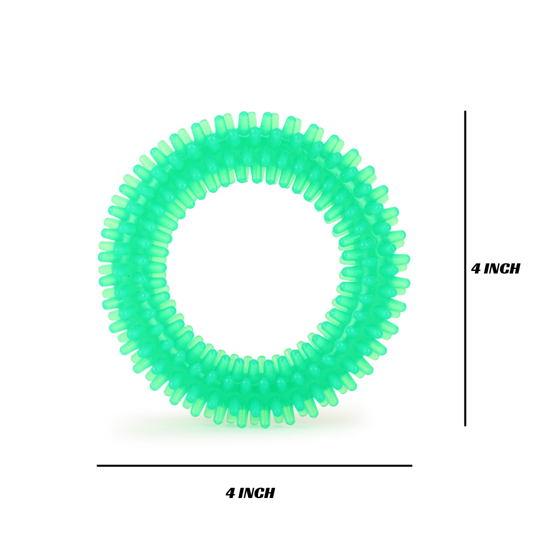 BASIL Dog Chew Toy, Spiked Ring (Green)