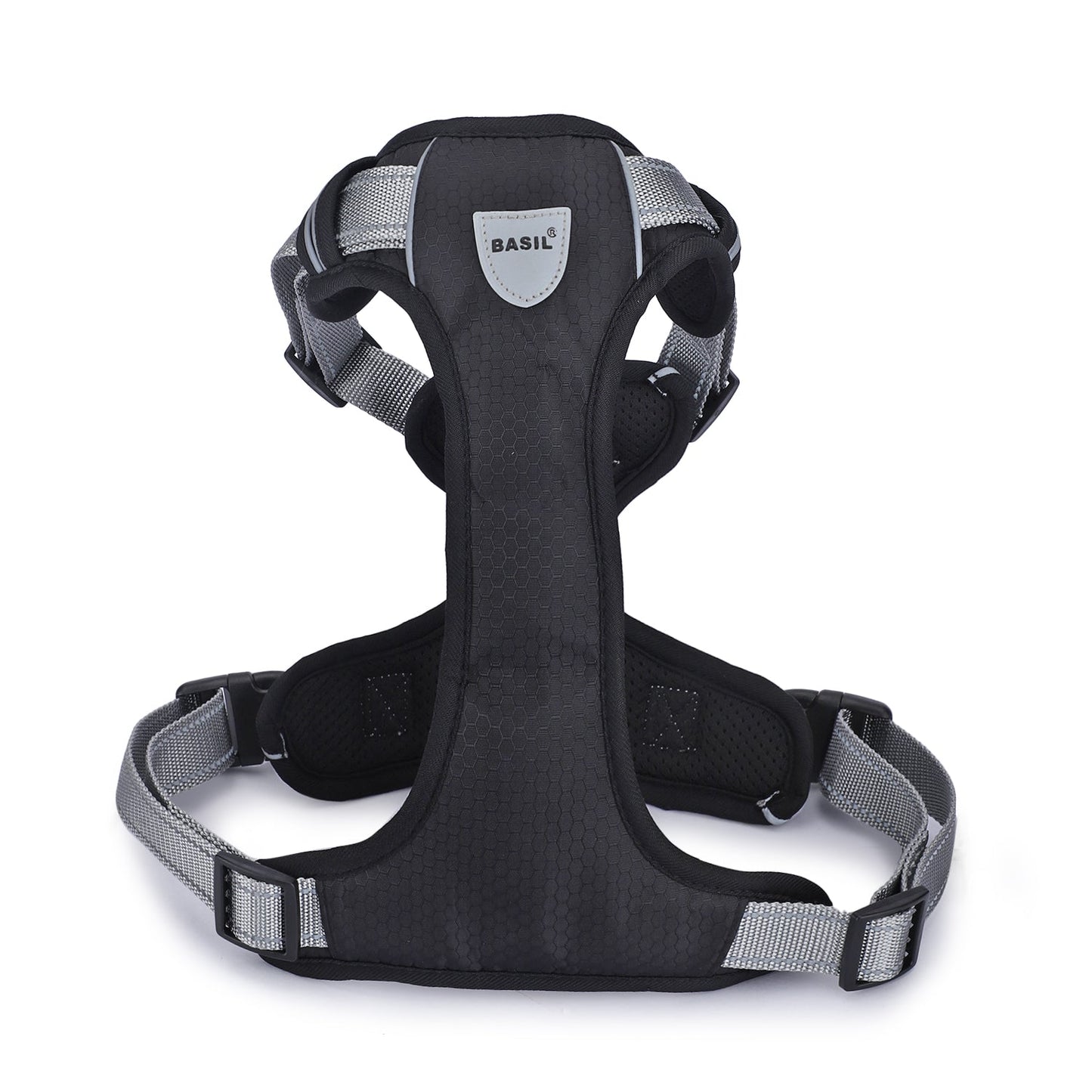 BASIL Dog Handle Harness No-Pull Adjustable Vest Harness, Reflective Black