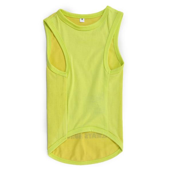back side of lime green-coloured sleeveless t-shirt for dogs