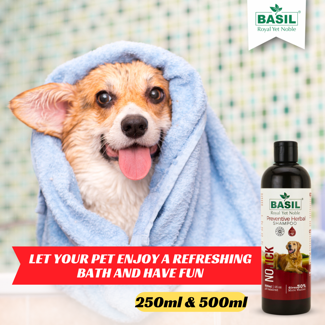 BASIL No Tick Preventive Herbal Shampoo for Dogs and Puppies