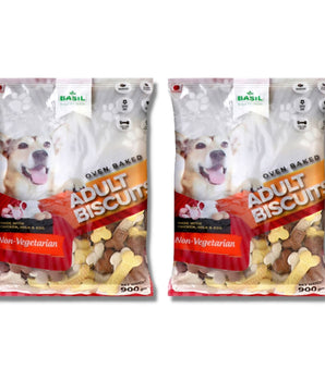 BASIL Real Chicken Dog Biscuit | Pack of 2 | Bone Shape Biscuits for Adult Dogs (900 Grams)